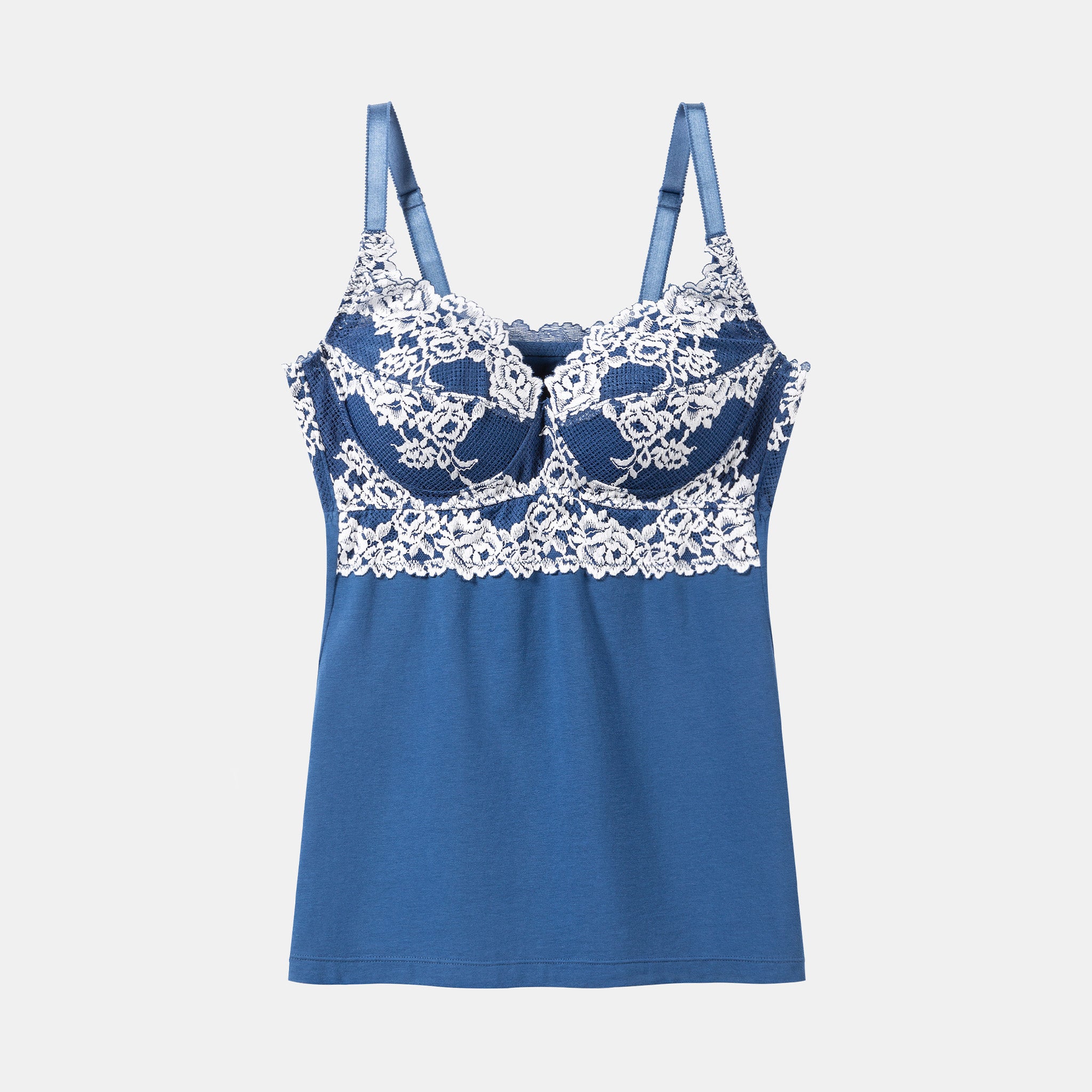 ノンワイヤーレーシーブラキャミ〈ホワイトローズ〉