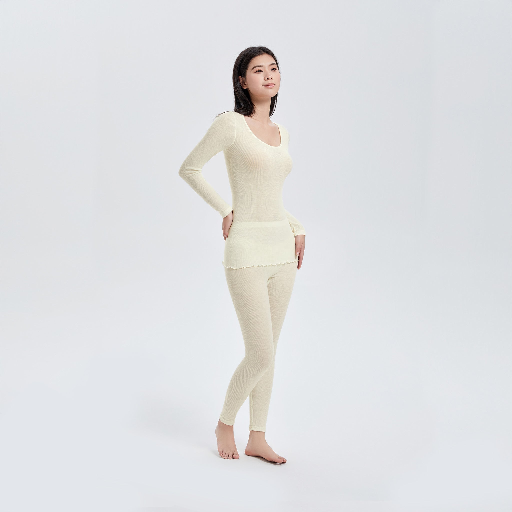 【luxe by mujyu】メリノウール100%リブ レギンス<br><span style="color: red;">今ならまとめ買いで5%OFF</span>