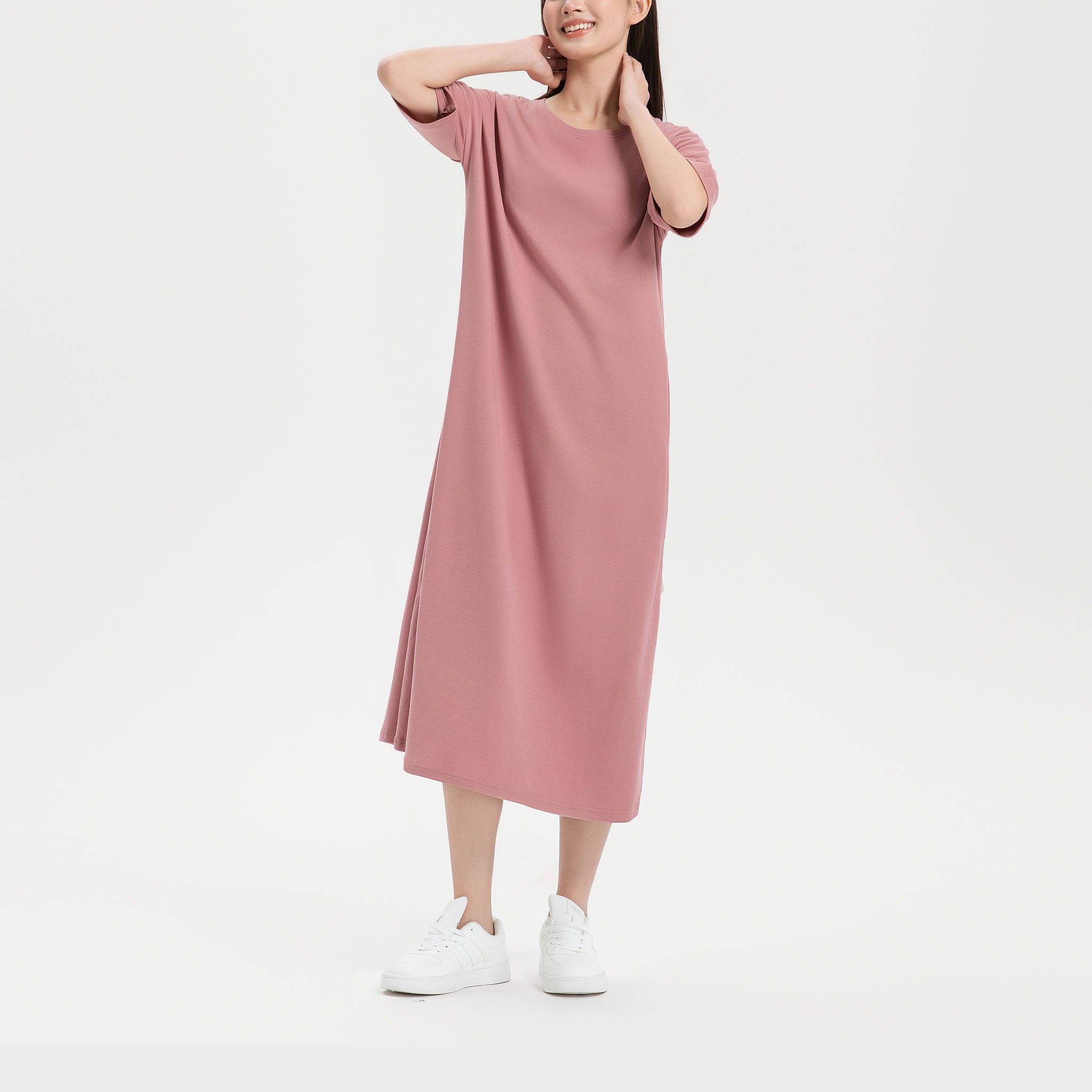 【30%OFF】<br>綿100% 半袖Tワンピース<br><夏凪ラウンジウェア>