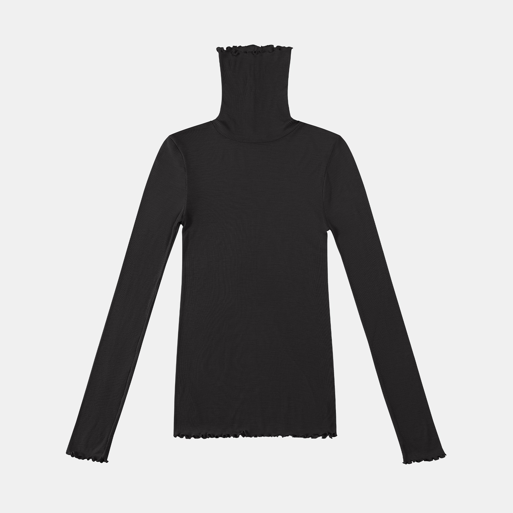 【luxe by mujyu】日本製メリノウール100%リブ ハイネックプルオーバー<br><span style="color: red;">今ならまとめ買いで10%OFF</span>