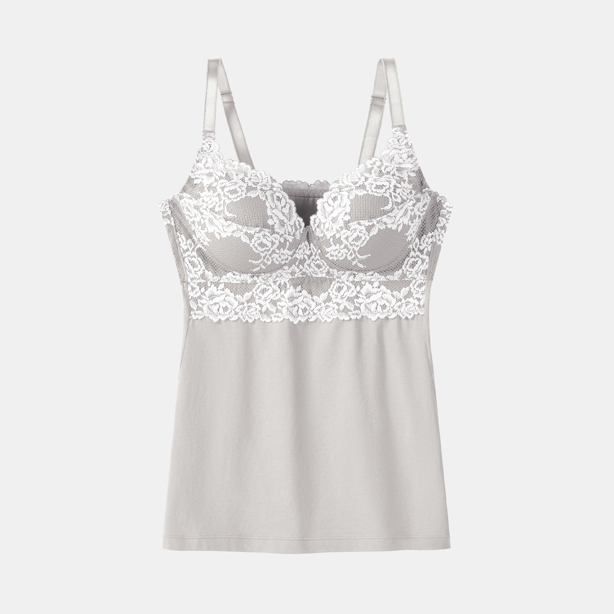 ノンワイヤーレーシーブラキャミ〈ホワイトローズ〉