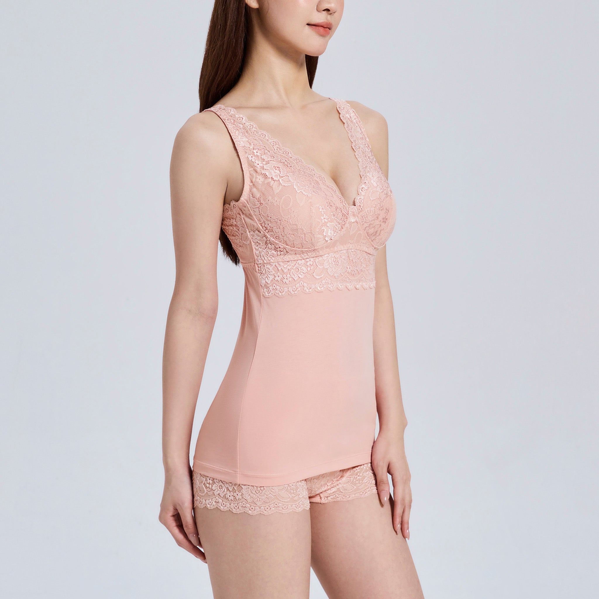 ノンワイヤーレーシーブラレットキャミ〈ティアレ〉