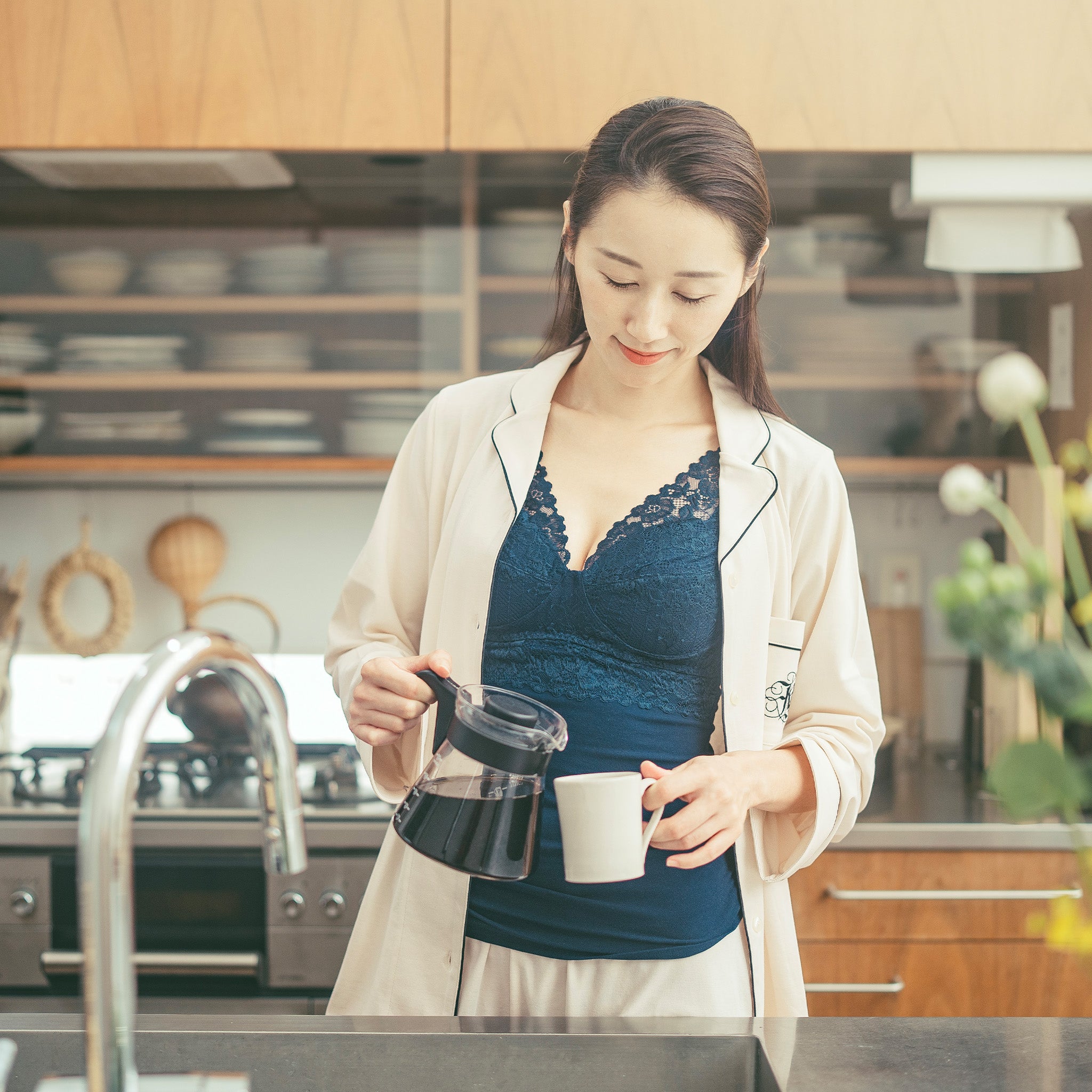 【30%OFF】<br>ノンワイヤーレーシーブラレットキャミ〈ガーデニア〉