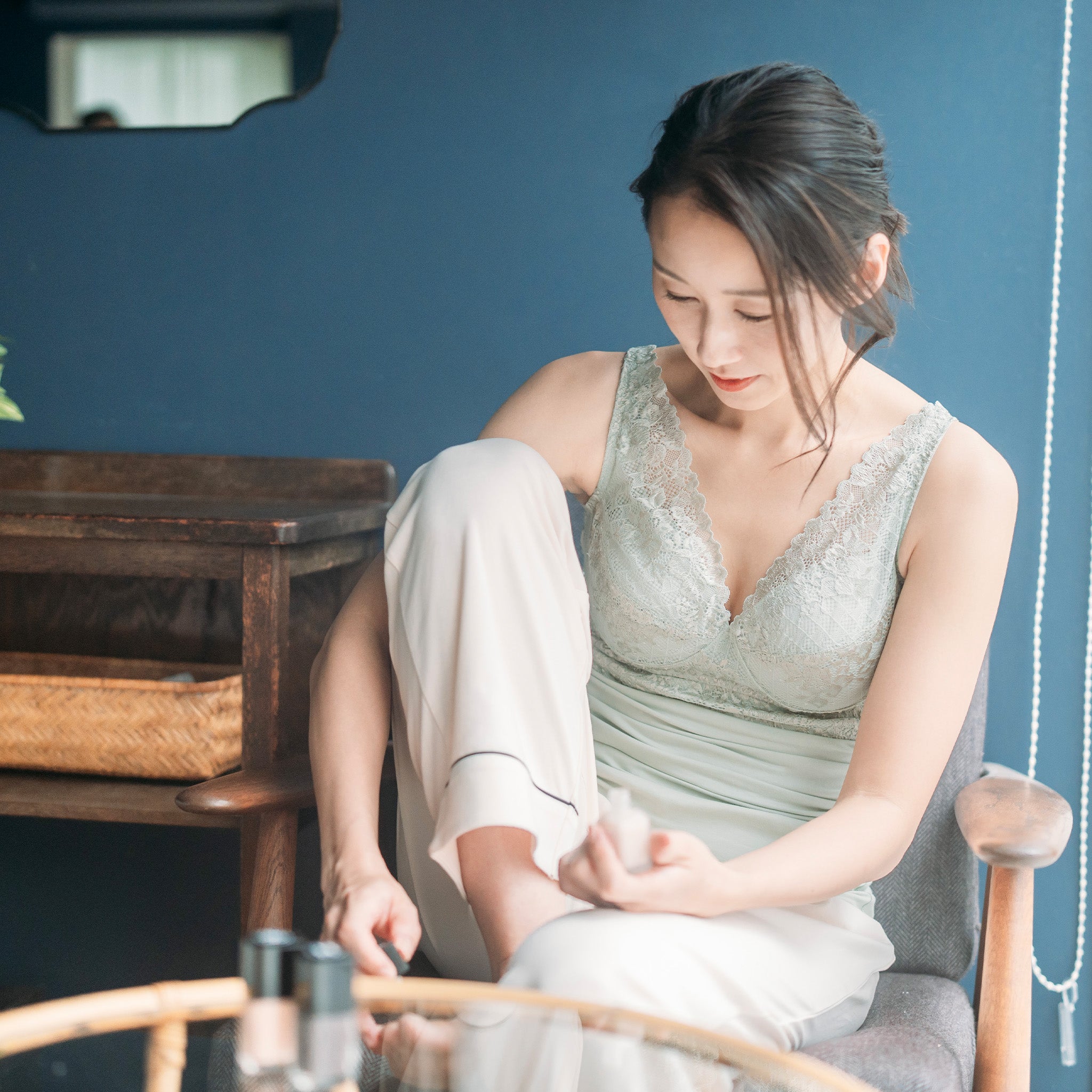 【30%OFF】<br>ノンワイヤーレーシーブラレットキャミ〈ガーデニア〉