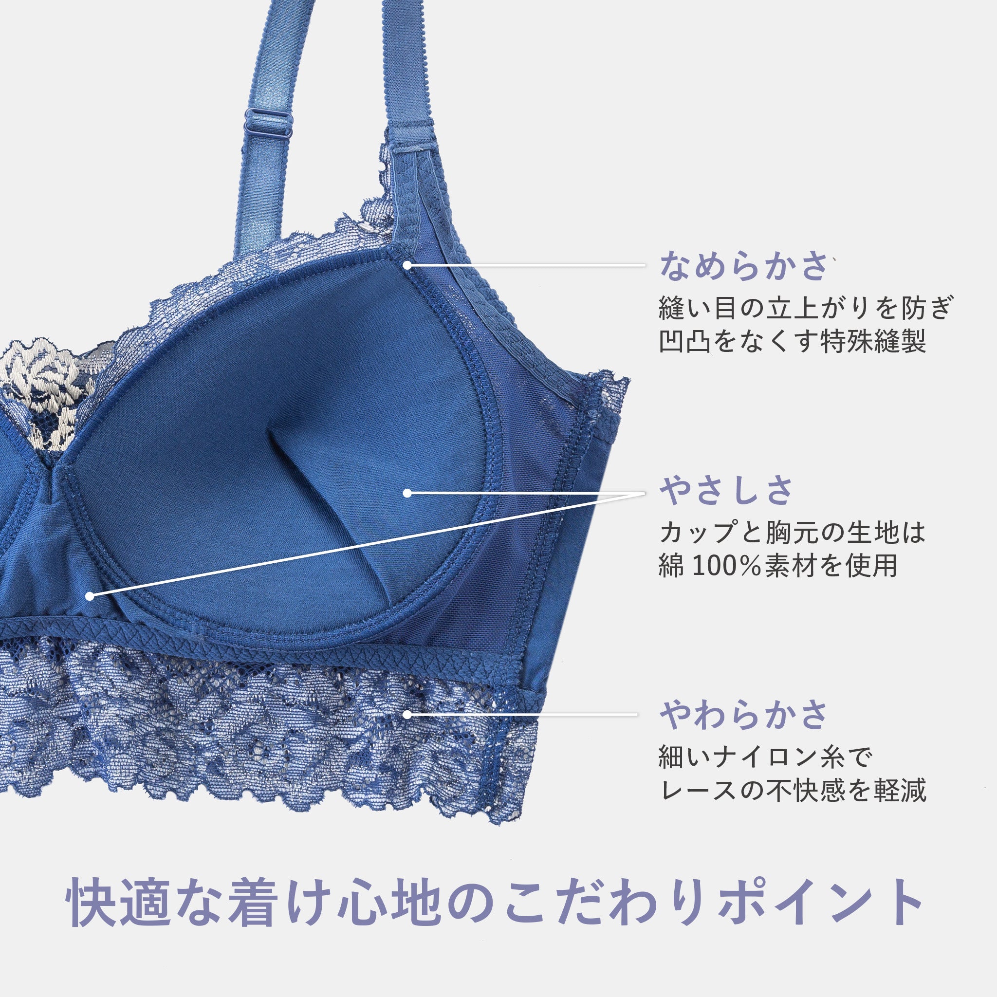 ノンワイヤーレーシーブラ〈ホワイトローズ〉