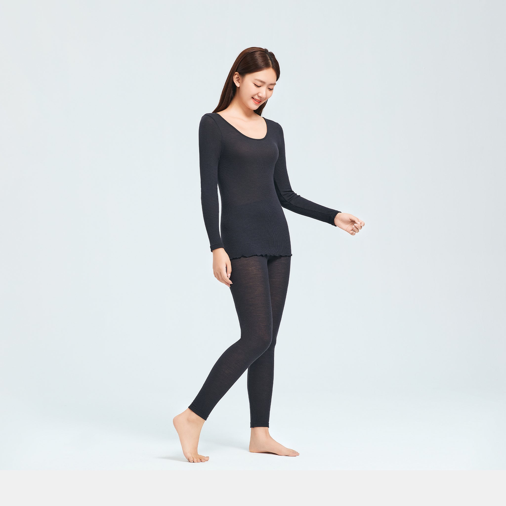 【luxe by mujyu】メリノウール100%リブ レギンス<br><span style="color: red;">今ならまとめ買いで5%OFF</span>