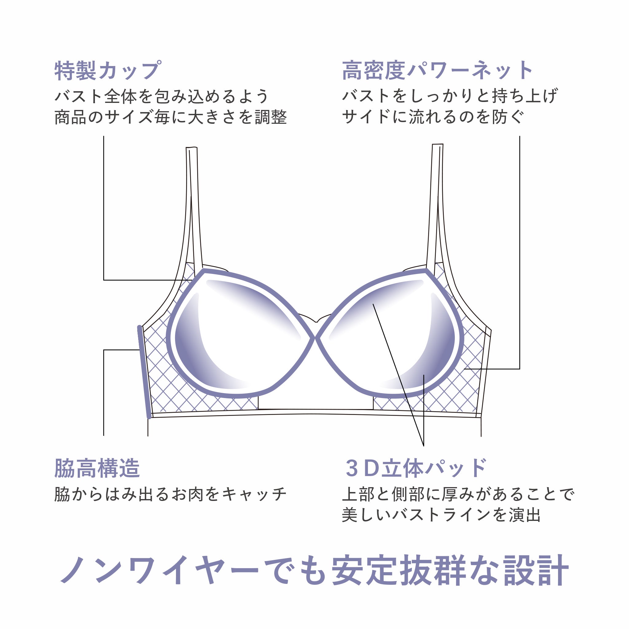 ノンワイヤーレーシーブラキャミ〈ティアレ〉