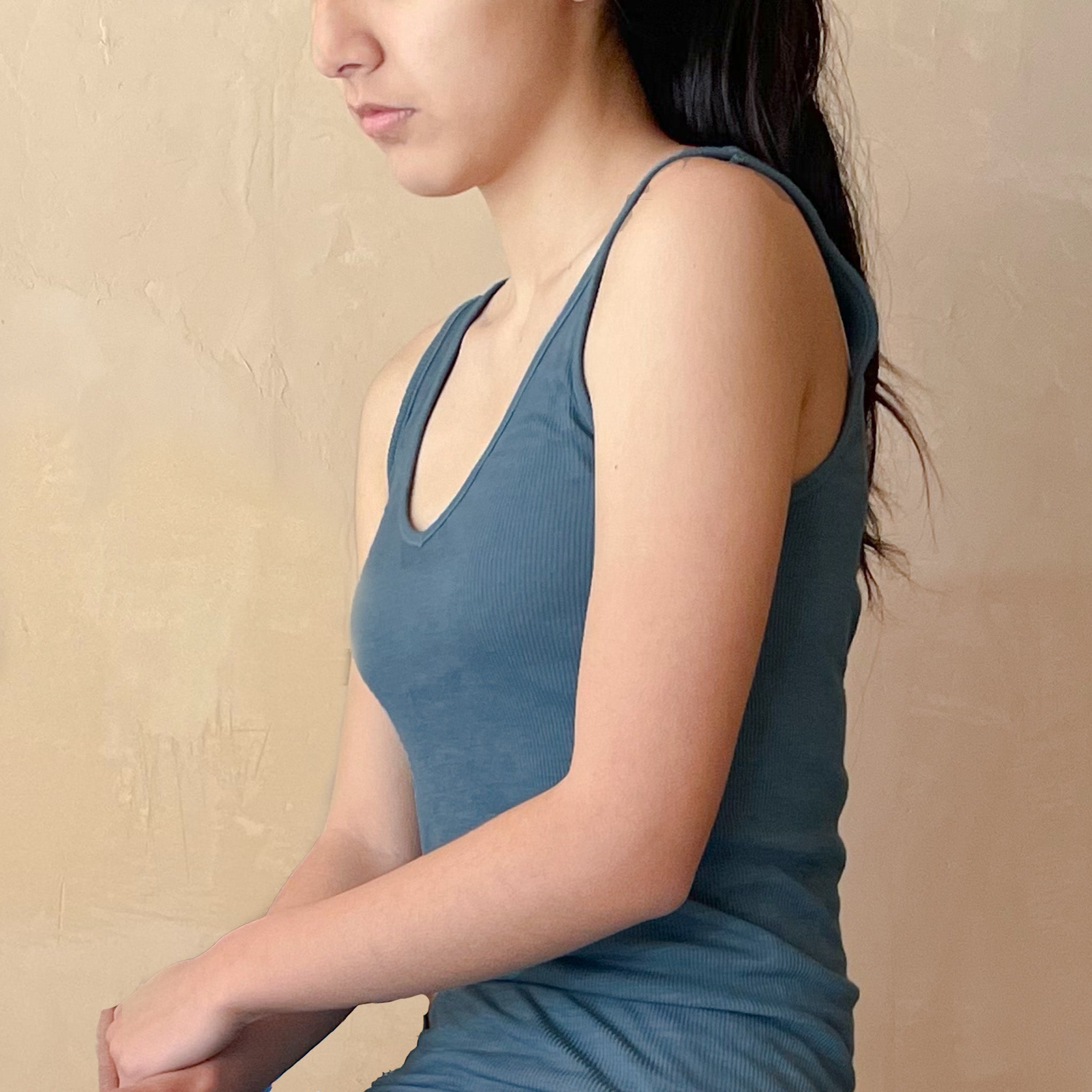 【受注生産】日本製 藍染メリノ100％リブタンク<br><span style="color: red;">コラボスタートキャンペーン割15％OFF！</span>